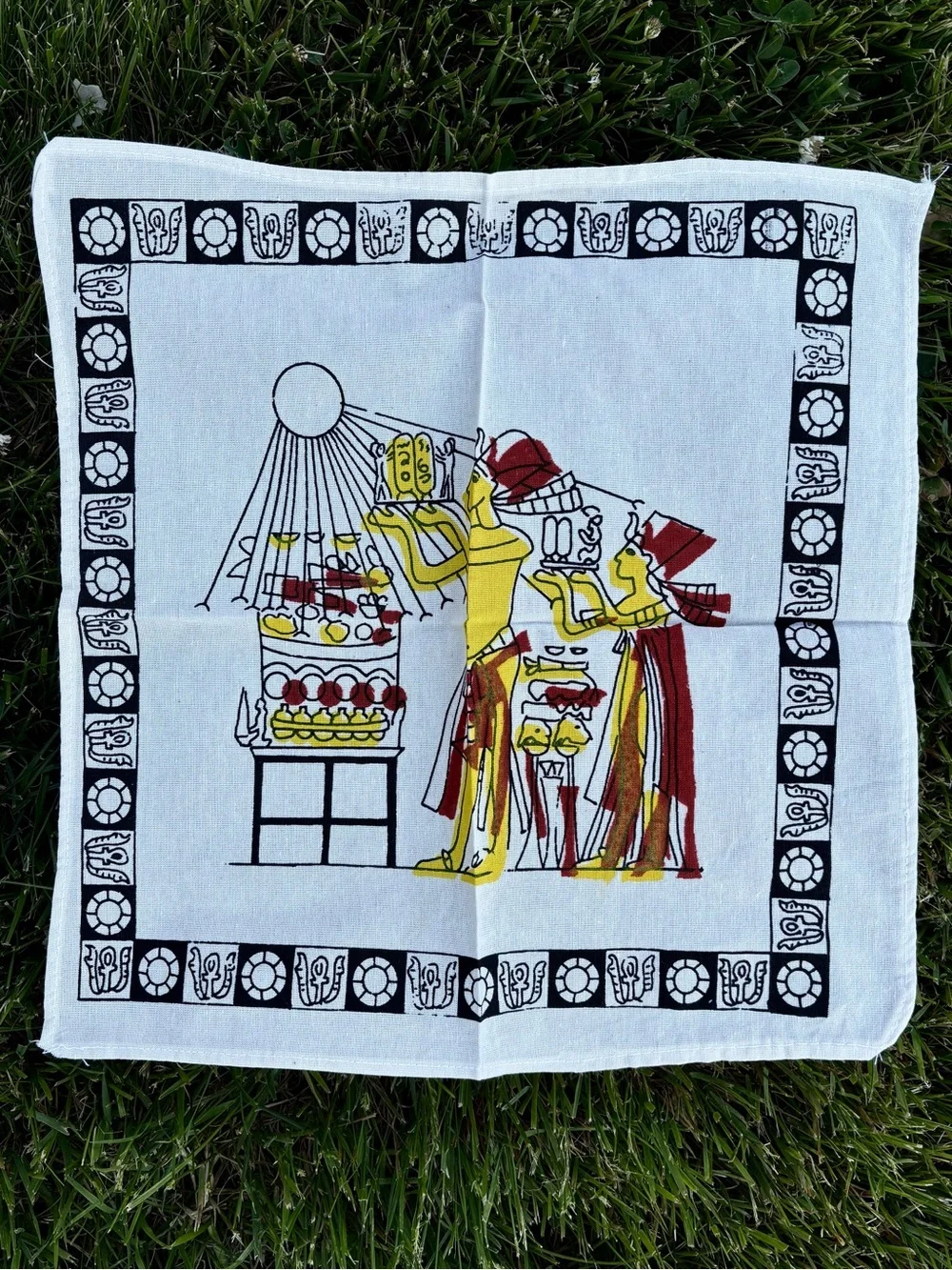 Egyptian Motif Cotton Dinner Napkins and Tablecloth